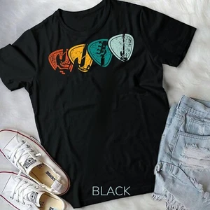 Bassist Musician Bass Player Guitar Pick Retro Bass T-Shirt Unisex T-shirt - Picture 1 of 11