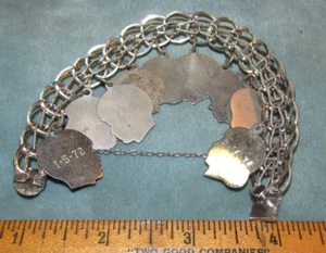 Vintage ELCO Sterling Silver Charm Bracelet, CHILD SILHOUETTE HEADS X 9 - Picture 1 of 3