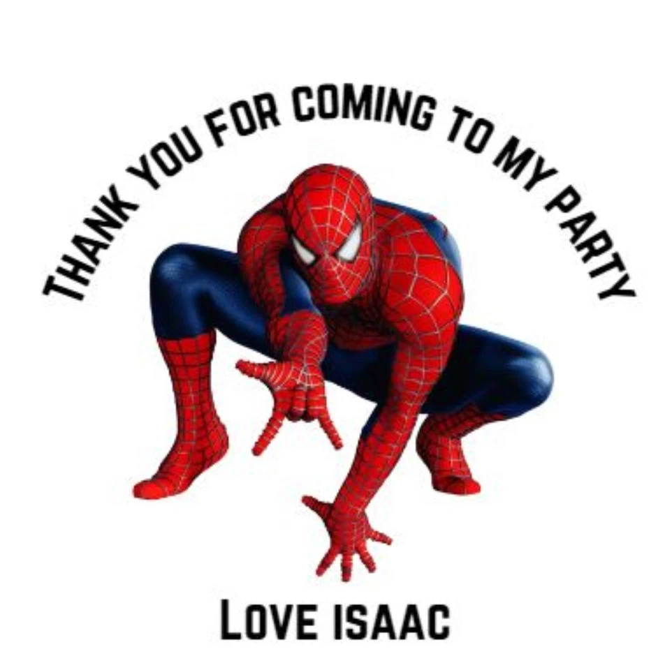 Personalised Spiderman Birthday Stickers For Party Thank You Sweet Cone - Image 1 of 1
