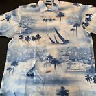 Nautica Mens Large Button Down Shirt Tropical Themed Short Sleeve Pure Cotton