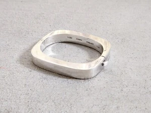 Vintage Taxco Sterling Silver Bracelet Clamper Hinge Modern 6.5" Hollow - Picture 1 of 13