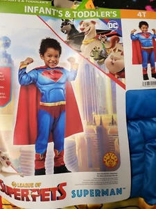 DC League of Super-Pets Superman Halloween Costume Jumpsuit & Cape Toddler 4T - Picture 1 of 1