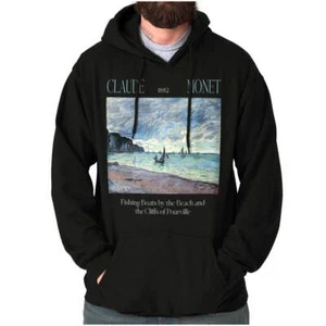 Claude Monet Art Fishing Boats on the Beach Hoodie Hooded Sweatshirt Men Women - Picture 1 of 7