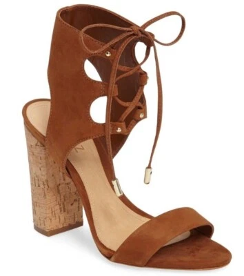 Sandalias de tacón de cuero con puño con cordones Schutz Cruz para mujer marrón talla 7,5 B Foto 1 de 4