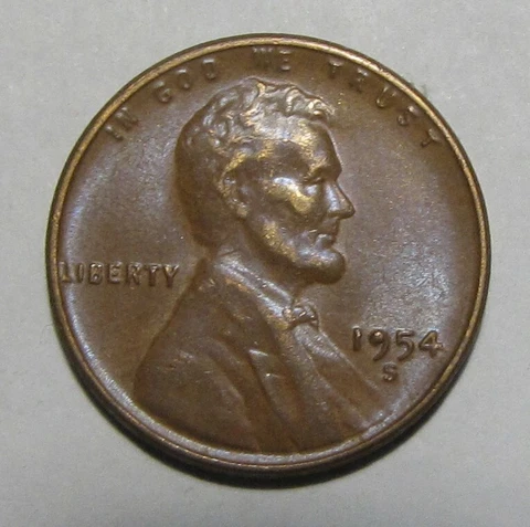 1954-S Lincoln Cent Multiple Errors Cracked Skull Filled 9 Cover