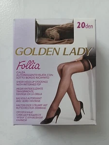 GOLDEN LADY BAS VOILE AUTO-FIXANT FOLLIA 20 DEN TAILLE UNIQUE COULEUR MELON - Picture 1 of 3
