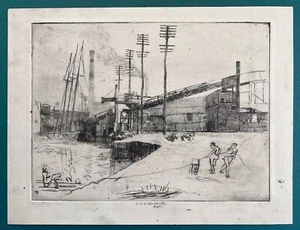 Anfang 1900 Radierung Wetherill Elisha Kent Kane " DREIMASTSEGELSCHIFF " - Bild 1 von 4