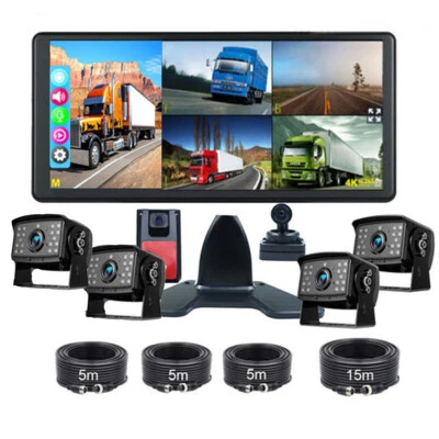 IPOSTER 5CH 10.36" IPS Quad Split Monitor DVR Backup Heavy Duty Camera For Truck Bus RV