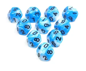 Set di dadi RPG 10D10 NUOVI - Auralus blu-bianco - Foto 1 di 2