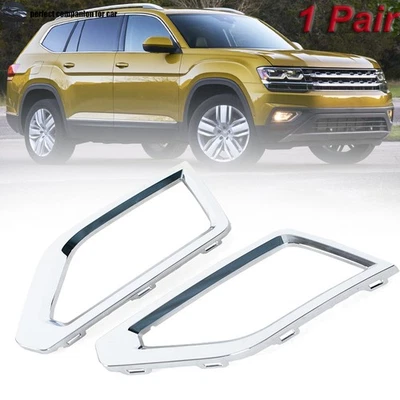 Cubierta de marco de luz antiniebla delantera para Volkswagen Atlas 2018-2020 acero inoxidable cromado Foto 1 de 4