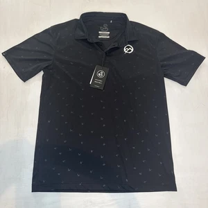 Neu mit Etikett Swannies Golf Shirt Polo Medium schwarz Vögel kurzärmliges Logo Nomad UVP 89 $ - Bild 1 von 15