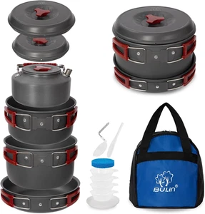 24/13/11/8/4 PCS Camping Cookware Mess Kit Lightweight Backpacking Cooking Set O - Picture 1 of 12