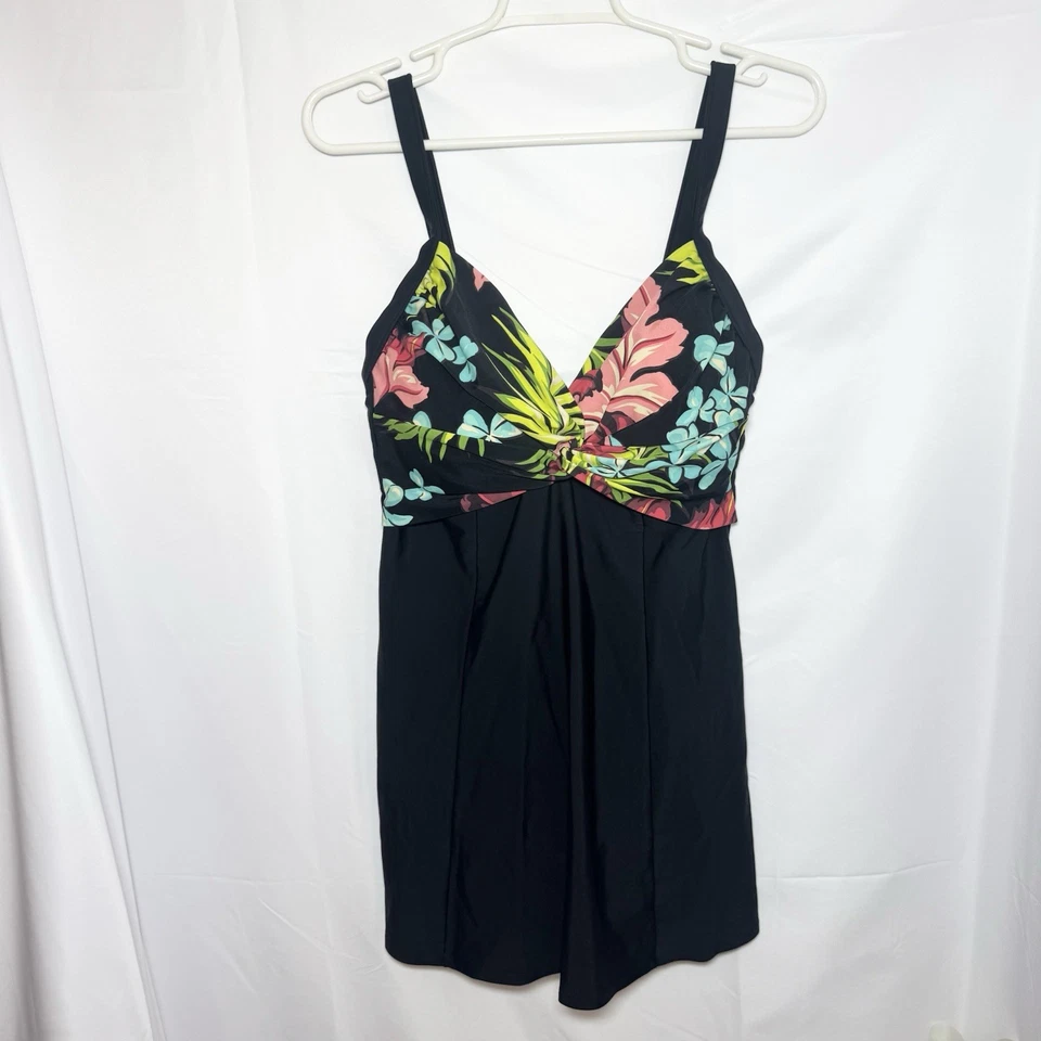 Carol Wior Traje Ajustado Traje de Baño Vestido Falda Una Pieza Talla 14 Con Aros Adelgazante Foto 1 de 4