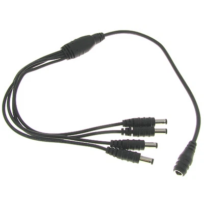 VALLEY ENTERPRISES 1-Female to 4-Male 2.1mm x 5.5mm 22AWG DC Power Y Adapter Cable CCTV
