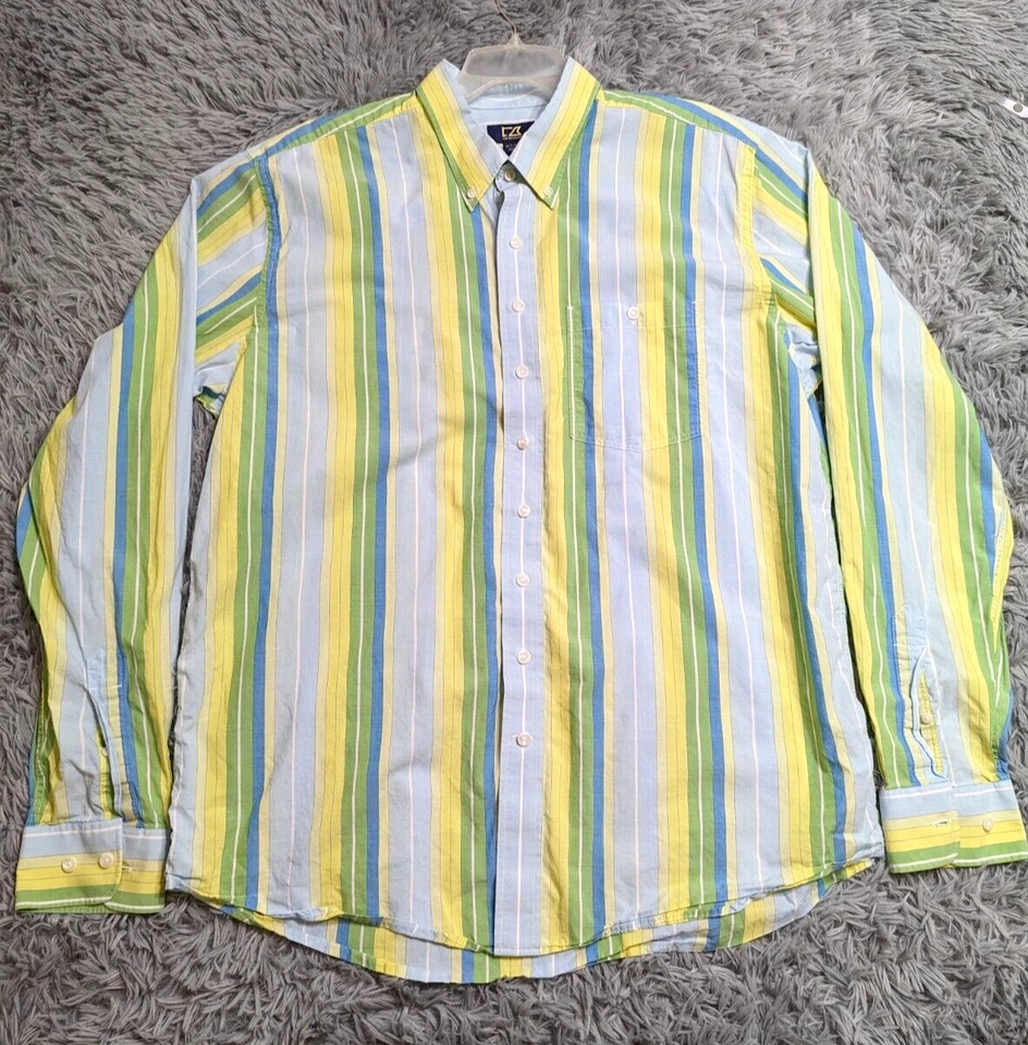 Camisa con botones Cutter & Buck para hombre talla XLT XLarge alta colorida algodón seda Foto 1 de 4