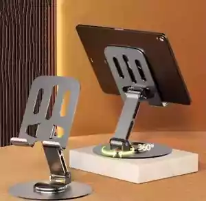 360 Rotate Metal Portable Foldable Mobile and Tablet Desk Top Stand Holder - Picture 1 of 8
