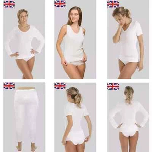 Womens Brushed Polyester Thermal Underwear Soft Vest Ladies Tops Long Johns - Picture 1 of 10