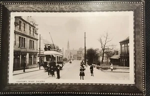 1910 GRAHAM'S ROAD, FALKIRK WITH TRAM STIRLINGSHIRE SCOTLAND REAL PHOTO POSTCARD - Picture 1 of 2