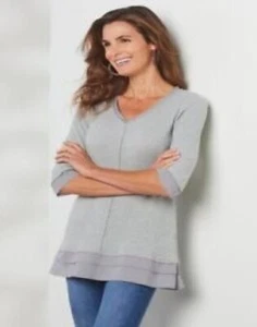 Soft Surroundings Kanyin Tunic Top Women Size M (10-12) Heather Grey Color New - Picture 1 of 4