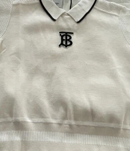 Burberry NWT Keithey Unisex Monogram Motif Knit Polo Shirt Sz 8y - Picture 1 of 18