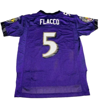 Joe Flacco Baltimore Ravens Jersey Youth M Onfield Reebok NFL Football #5 Purple - Image 1 of 4