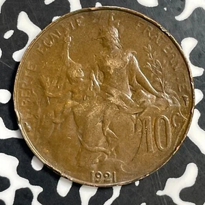 1921 France 10 Centimes Lot#T0836 KM#843, Better Date, Rim Nicks - Picture 1 of 2