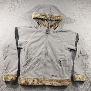 Marmot Damen Jacke mittelgrau durchgehender Reißverschluss Kapuze Kunstfellbesatz Stretch - Bild 1 von 13