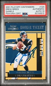 Drew Brees 2001 Playoff Contenders Rookie Ticket Auto PSA GEM MT 10 AUTO - Picture 1 of 2