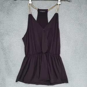 Dynamite Womens XS Black V-Neck Sleeveless Top Chain Straps Blouse - Picture 1 of 15