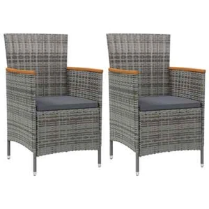 vidaXL Garden Dining Chairs 2 pcs Poly Rattan Grey - Picture 1 of 7