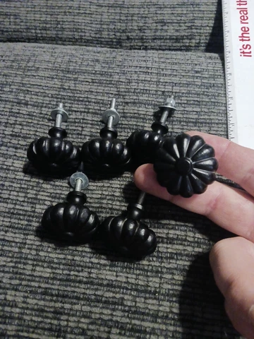 6 Black heavy Cast Metal Drawer Knobs Cover