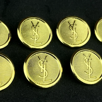 8 YVES SAINT LAURENT BUTTONS 23MM GOLD METAL VINATGE - Image 1 of 4