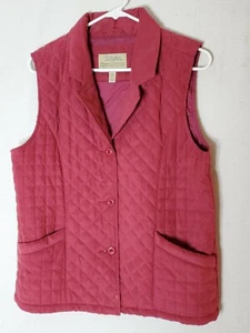 Cabela’s Women's Diamond Quilted Faux Suede Button Up Vest Maroon. Medium - Picture 1 of 6