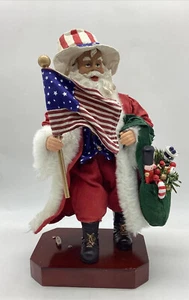 Clothtique~Uncle Sam~Santa Claus~Wind Up Music Box~Patriot~USA Flag~Pre-owned - Picture 1 of 8