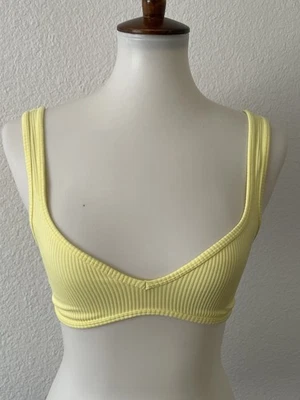 Camiseta sin mangas de bikini For Love & Lemons para mujer talla S cuello en V acanalado amarillo Foto 1 de 4