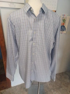 Mens UNTUCKIT Blue White Plaid Button Up Long Sleeved Shirt sz XL - Picture 1 of 11
