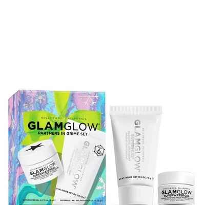 Juego GLAMGLOW Partners In Grime - Máscara Supermud y crema hidratante Superwatergel - Nuevo en caja Foto 1 de 2
