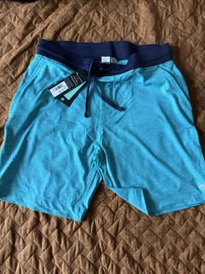 Shorts Greyson guia esporte atlético médio lagoa azul nylon elastano MSRP $98 - Imagem 1 de 4