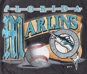 Vintage Florida Marlins T Shirt Logo 7 MLB Made in USA Mens Size XL Black - Picture 1 of 15
