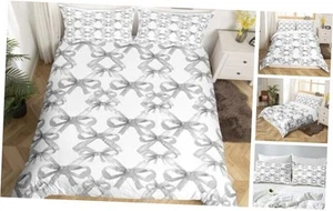 Bow Duvet Cover for Kids Boys Girls Queen Size Bow Pattern Bedding Set Ultra  - Picture 1 of 7