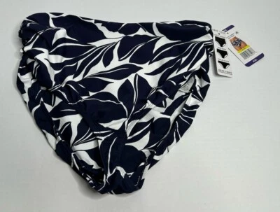 Parte inferior de natación lateral acanalada Anne Cole XXL cintura alta azul marino blanco para mujer nueva con etiquetas Foto 1 de 4