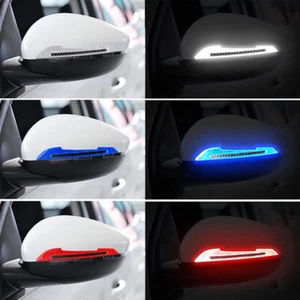 2PCS Reflective Carbon Fiber Car Side Mirror Warning Molding Trim Accessories - Foto 1 di 16