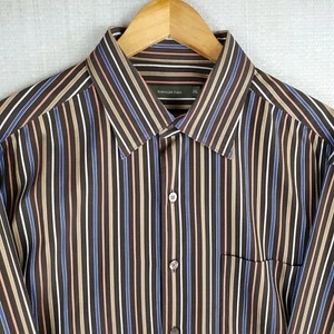 ERMENEGILDO ZEGNA Größe 3XL Herren braun vertikal gestreift Button Down Sporthemd - Bild 1 von 17
