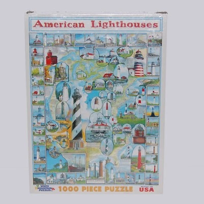 Rompecabezas White Mountain 1000 piezas JigSaw 2010 AMERICAN LIGHTHOUSES 🌟Nuevo sellado Foto 1 de 3
