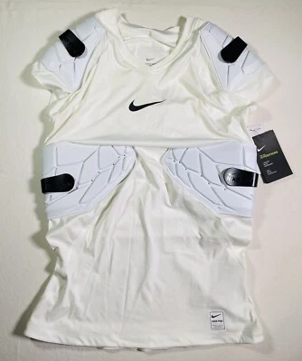 NIKE Pro HyperStrong Compression 4 Pad White On White Football Shirt Top Men’s L - Image 1 of 4