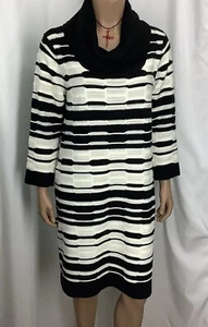 New Directions Dress Womens XL Black White Striped Cowl Neck MGO250313/BB1 - Picture 1 of 8