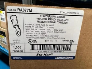 ANILLO T&B ABB RA877M VINILO ROJO 22-18awg #10 1000 piezas cinta de milar - Imagen 1 de 1