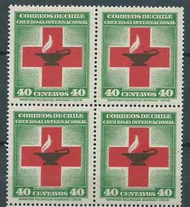 CHILE 1944 Red Cross 40 cts block of 4 MNH Sc.238 - Picture 1 of 1