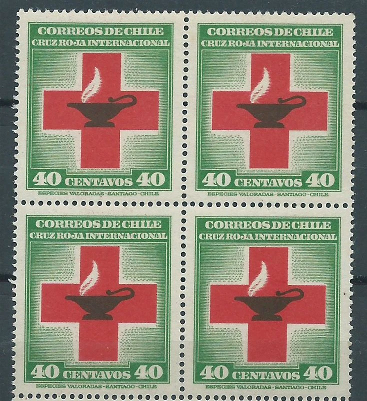 CHILE 1944 Red Cross 40 cts block of 4 MNH Sc.238 - Image 1 of 1