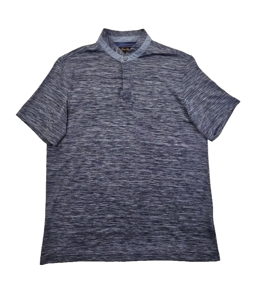 Camisa Polo Tasso Elba Azul Marino Combo Cuello Bandado Para Hombre Mediana Usada en Excelente Condición LN Golf Foto 1 de 4